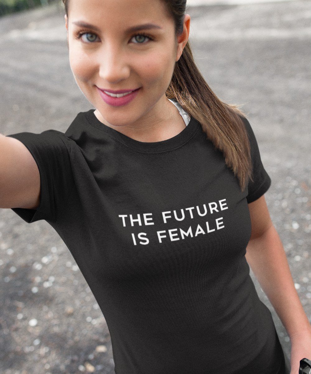 Moederdag T-shirt The Future Is Female | Zwart - Maat S | Moederdag Cadeautje